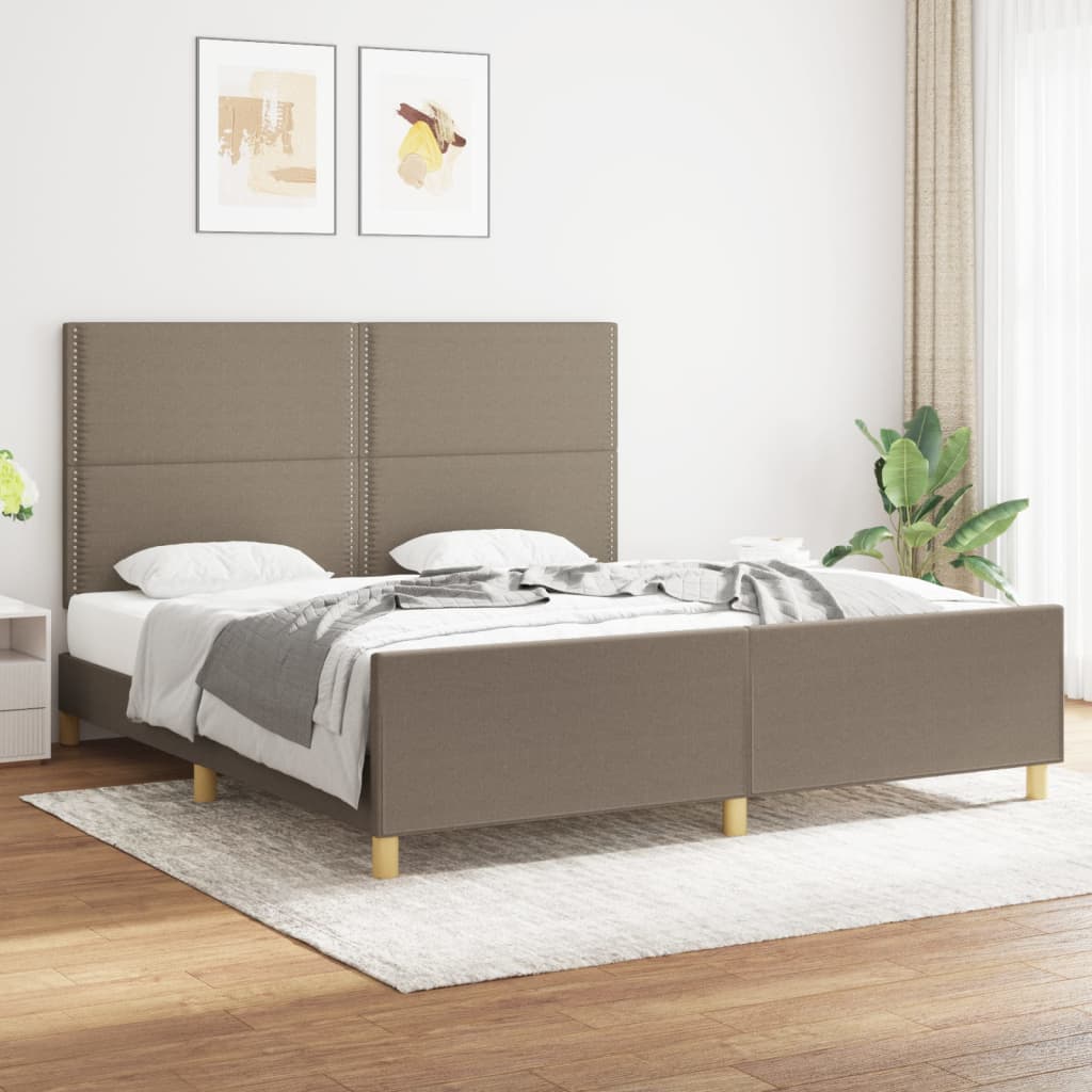 vidaXL Rama łóżka bez materaca, taupe, 180x200 cm, obita tkaniną