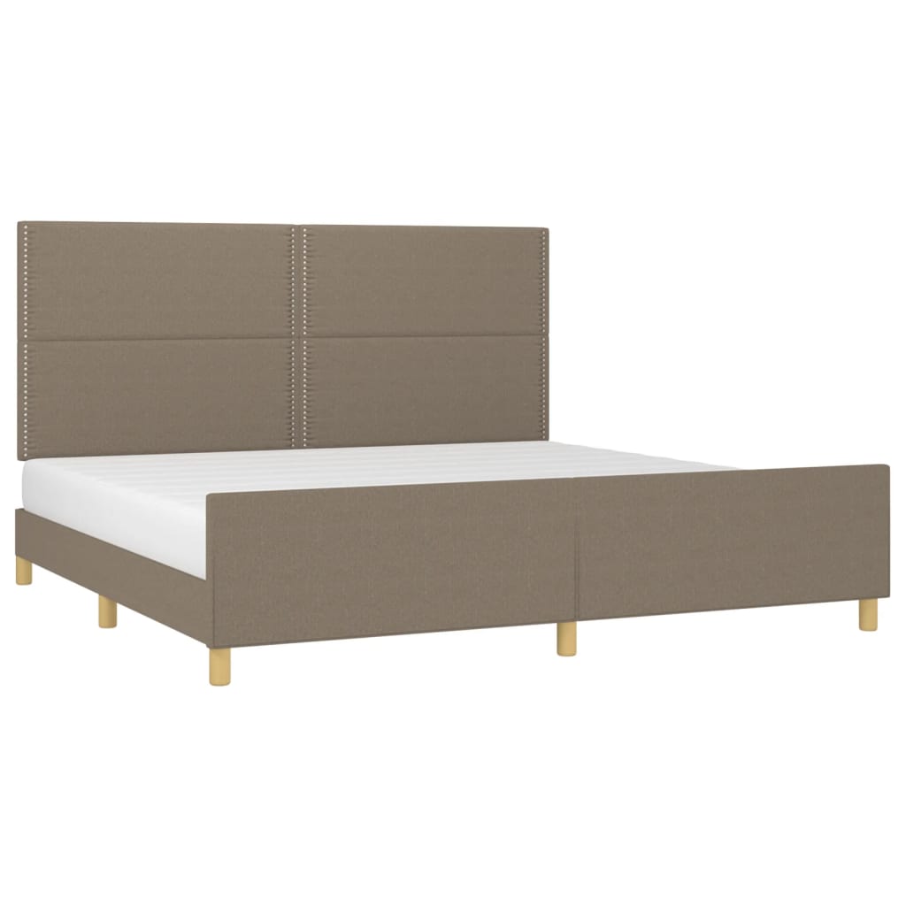 vidaXL Rama łóżka bez materaca, taupe, 200x200 cm, obita tkaniną