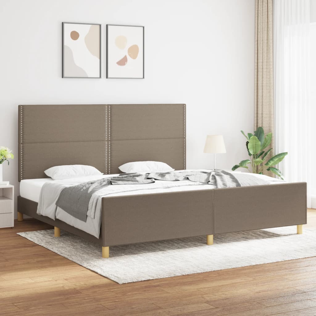 vidaXL Rama łóżka bez materaca, taupe, 200x200 cm, obita tkaniną