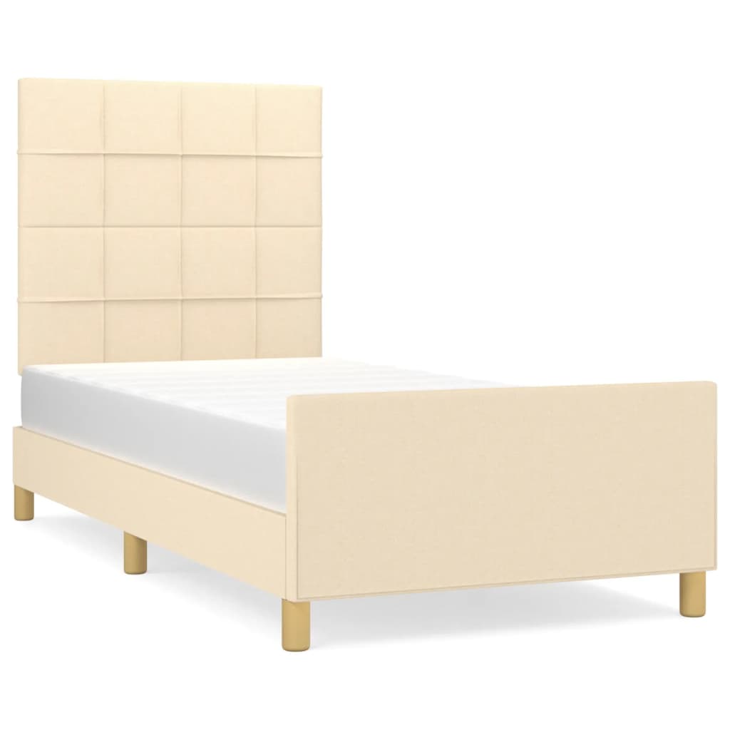 vidaXL Rama łóżka bez materaca Kremowa 80x200 cm Tkanina