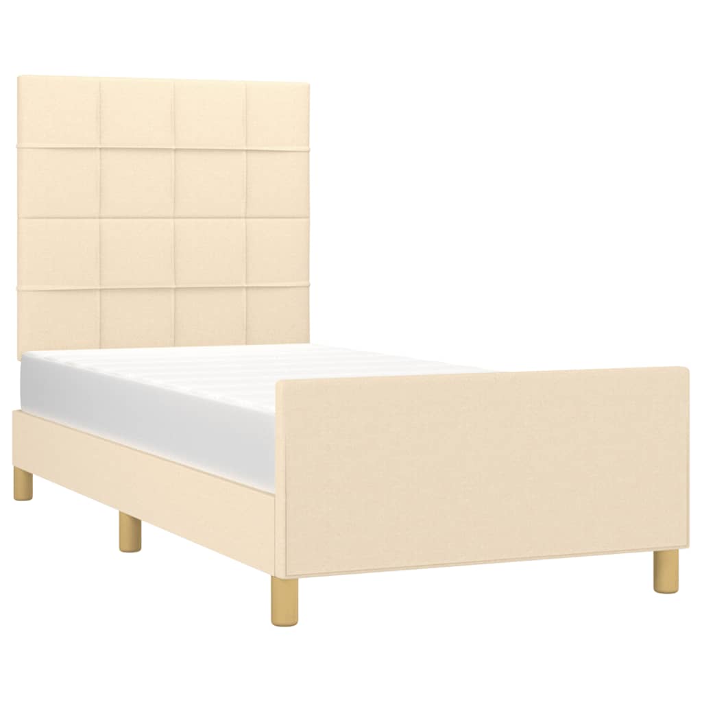 vidaXL Rama łóżka bez materaca Kremowa 90x190 cm Tkanina