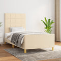 vidaXL Rama łóżka bez materaca Kremowa 90x190 cm Tkanina