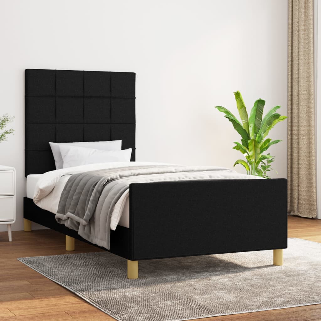 vidaXL Rama łóżka bez materaca Czarna 90x200 cm Tkanina