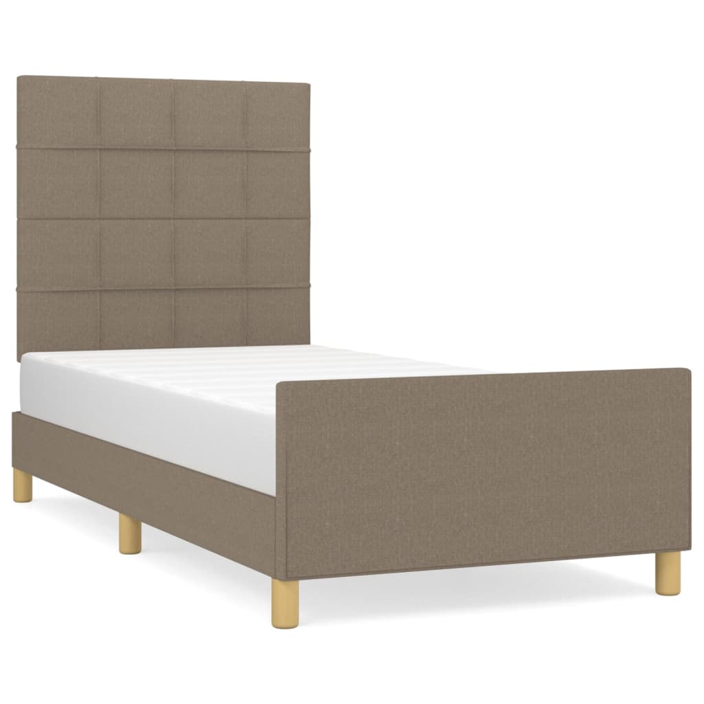vidaXL Rama łóżka bez materaca Taupe 90x200 cm Tkanina