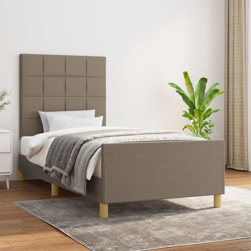 vidaXL Rama łóżka bez materaca Taupe 90x200 cm Tkanina