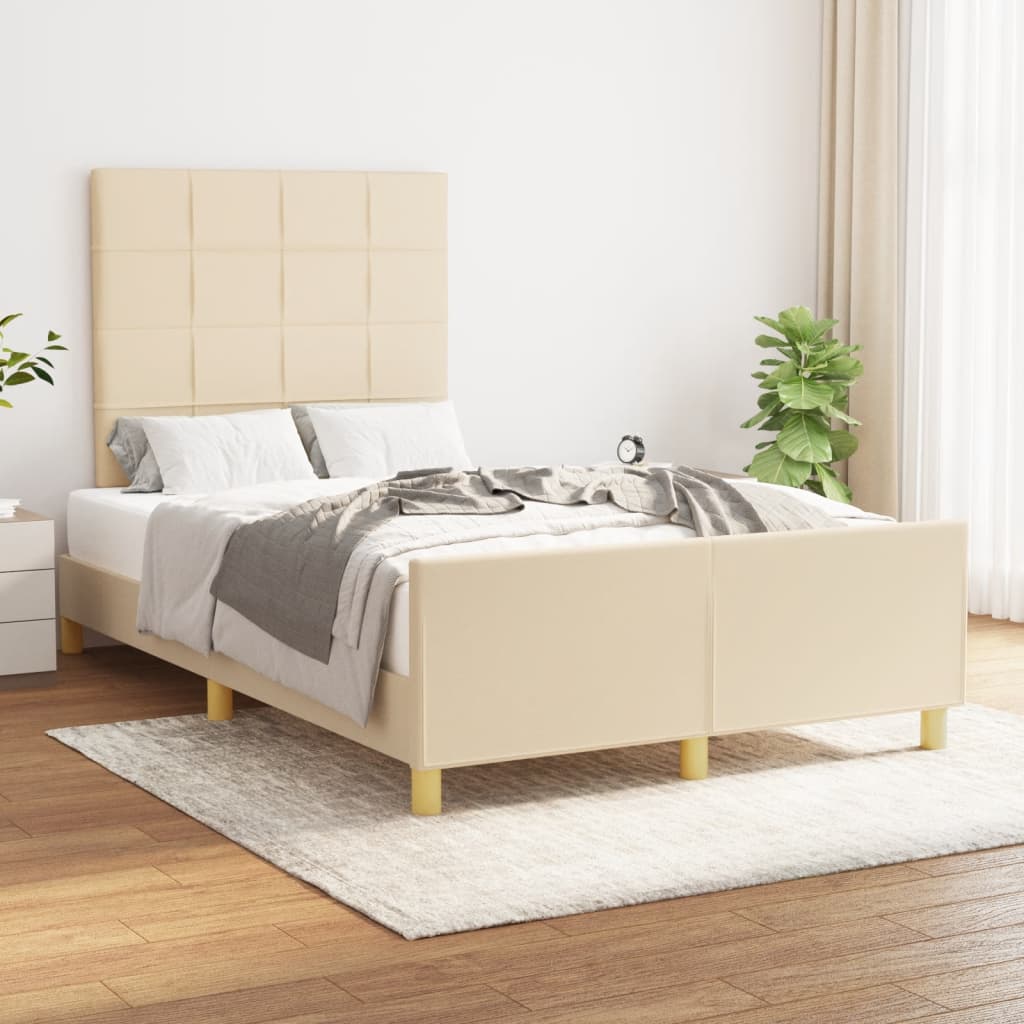 vidaXL Rama łóżka bez materaca, kremowe, 120x200 cm, obita tkaniną