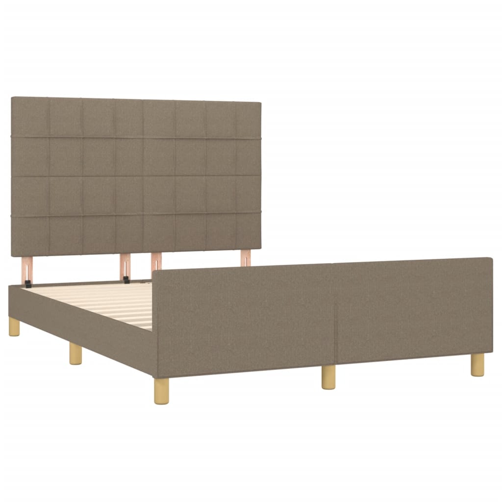 vidaXL Rama łóżka bez materaca, taupe, 140x190 cm, obita tkaniną