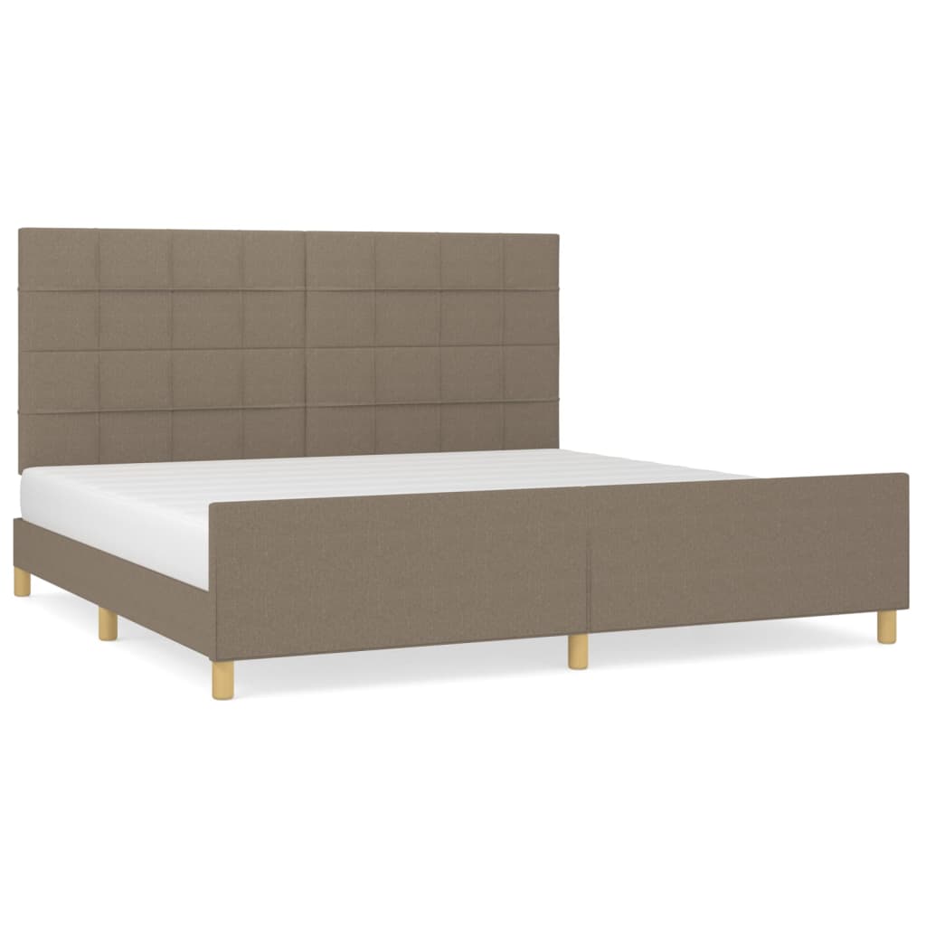 vidaXL Rama łóżka bez materaca, taupe, 200x200 cm, obita tkaniną