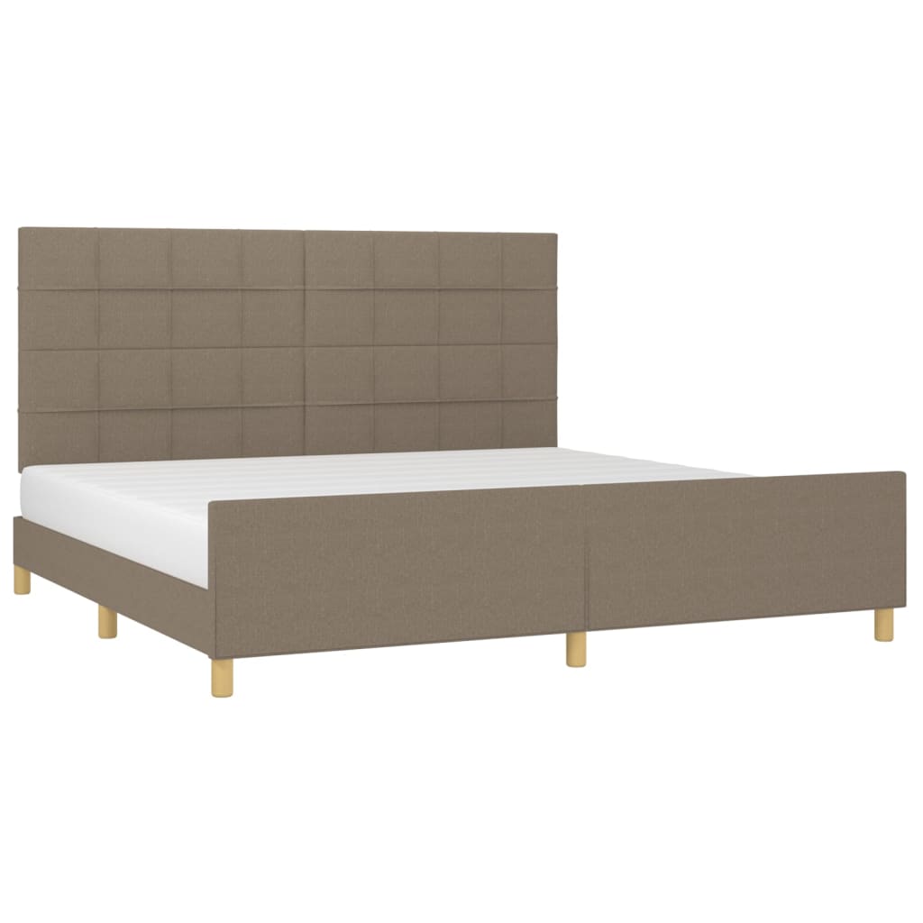 vidaXL Rama łóżka bez materaca, taupe, 200x200 cm, obita tkaniną