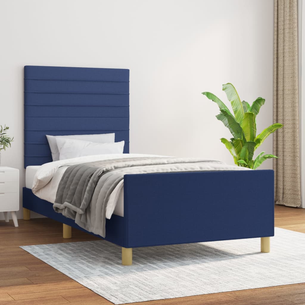 vidaXL Rama łóżka bez materaca Niebieska 80x200 cm Tkanina