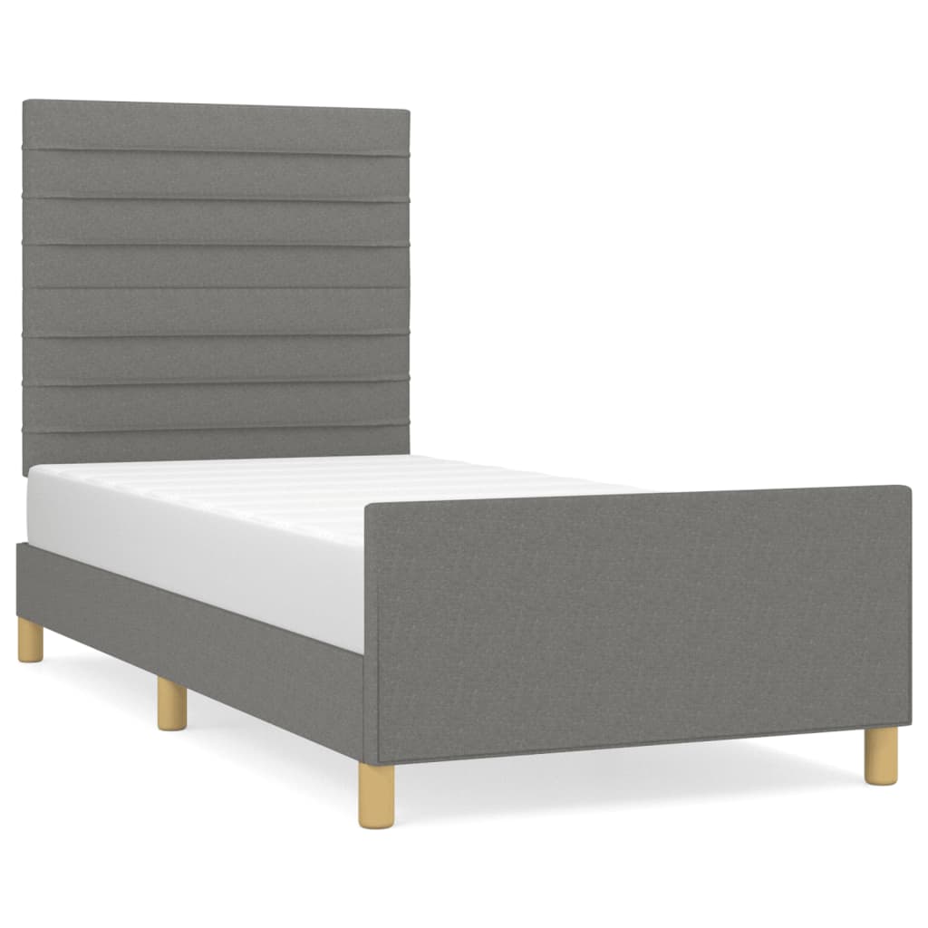 vidaXL Rama łóżka bez materaca, ciemnoszare, 90x190 cm, obita tkaniną