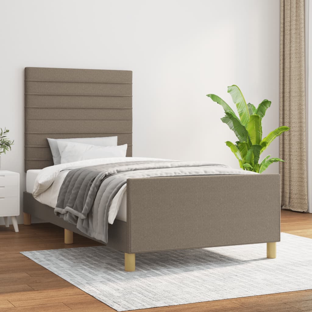 vidaXL Rama łóżka bez materaca Taupe 90x190 cm Tkanina