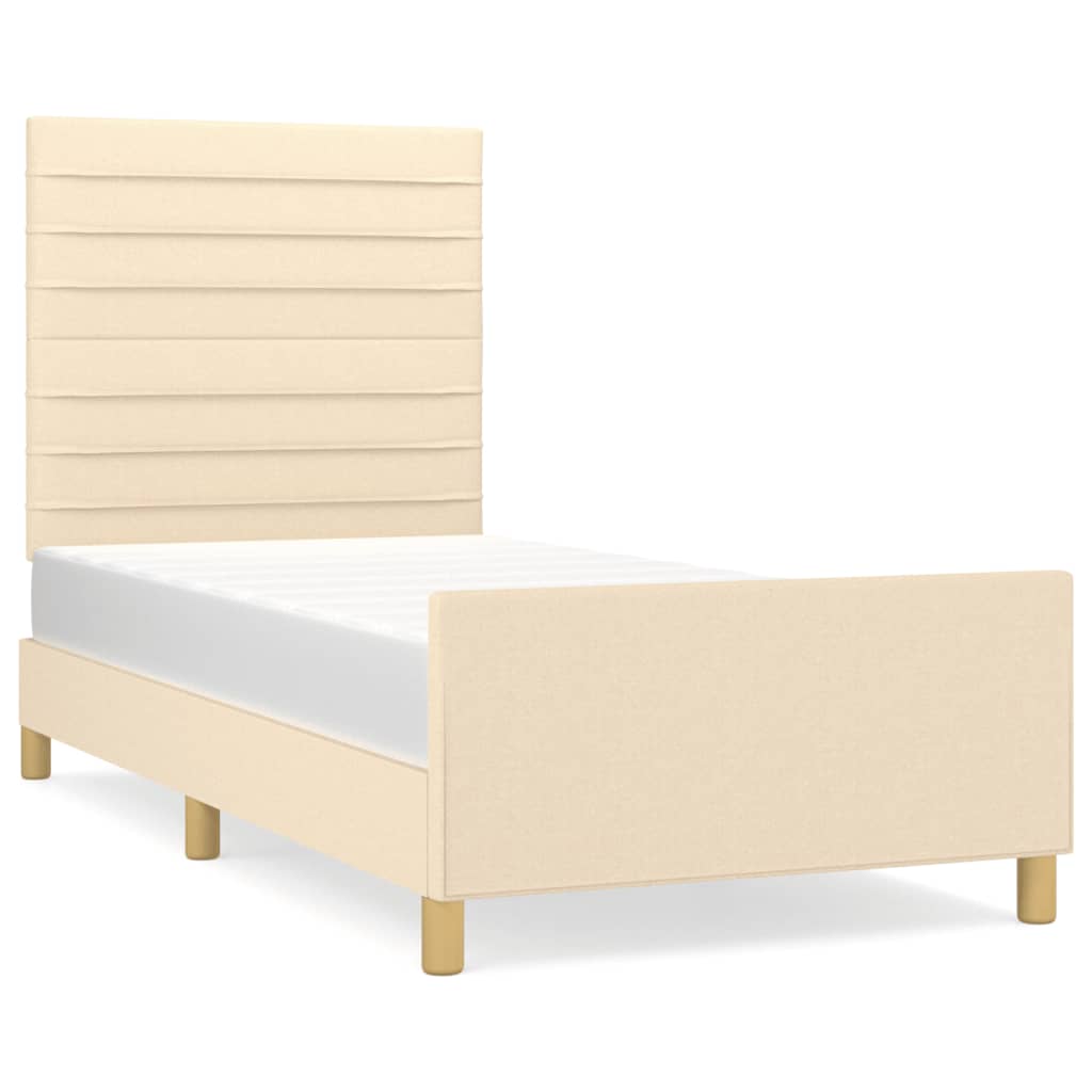 vidaXL Rama łóżka bez materaca Kremowa 90x190 cm Tkanina