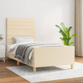vidaXL Rama łóżka bez materaca Kremowa 90x190 cm Tkanina