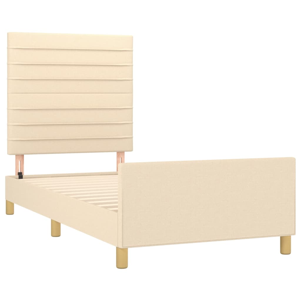 vidaXL Rama łóżka bez materaca Kremowa 90x200 cm Tkanina