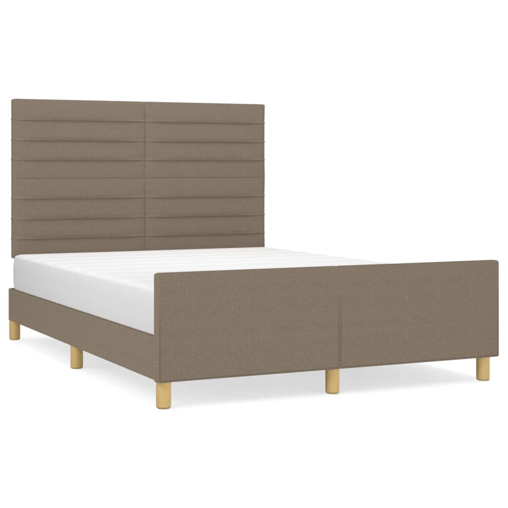 vidaXL Rama łóżka bez materaca, taupe, 140x200 cm, obita tkaniną