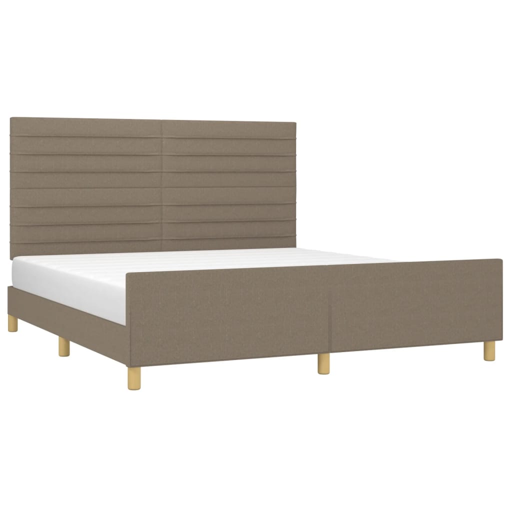 vidaXL Rama łóżka bez materaca, taupe, 160x200 cm, obita tkaniną