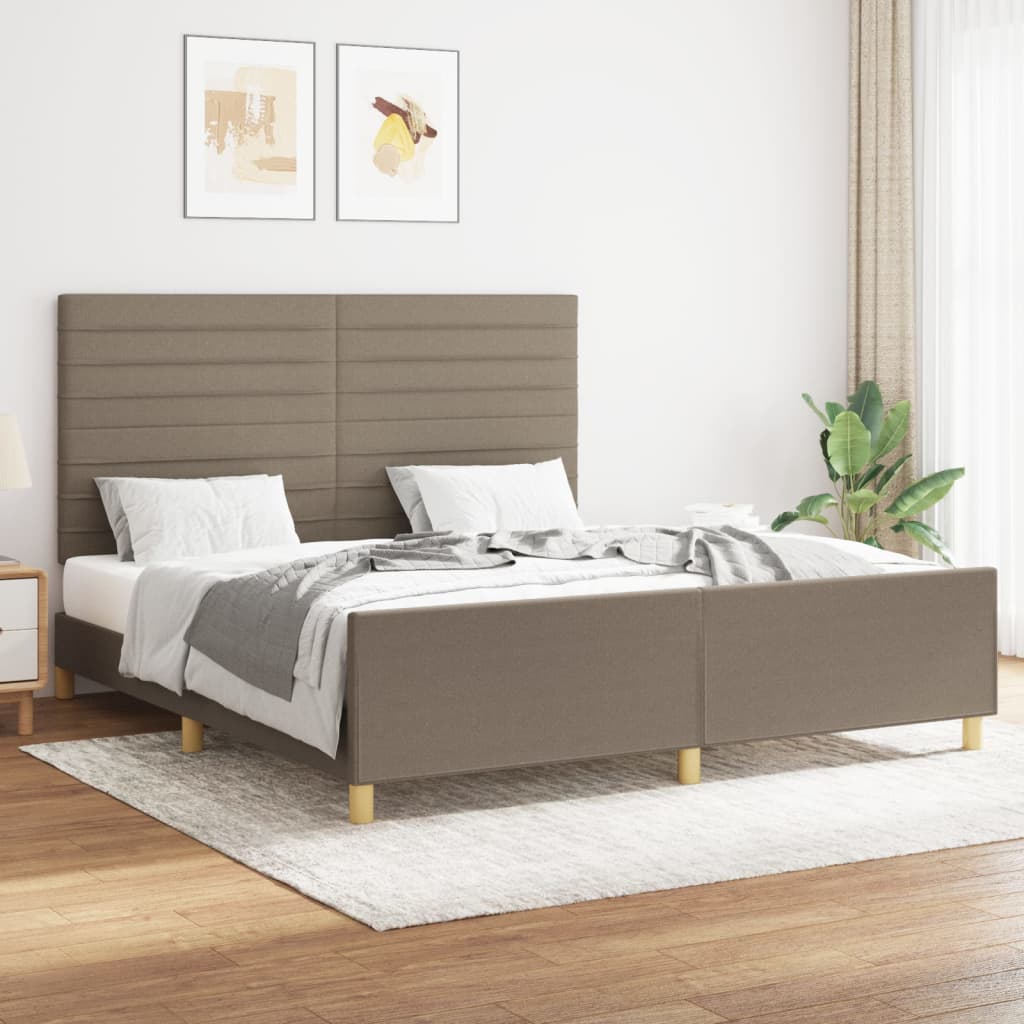 vidaXL Rama łóżka bez materaca, taupe, 160x200 cm, obita tkaniną