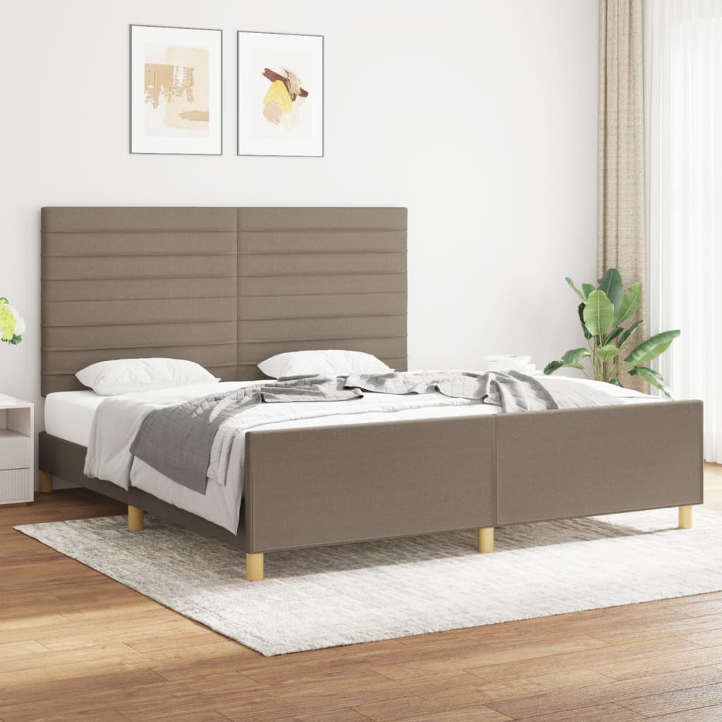vidaXL Rama łóżka bez materaca, taupe, 180x200 cm, obita tkaniną