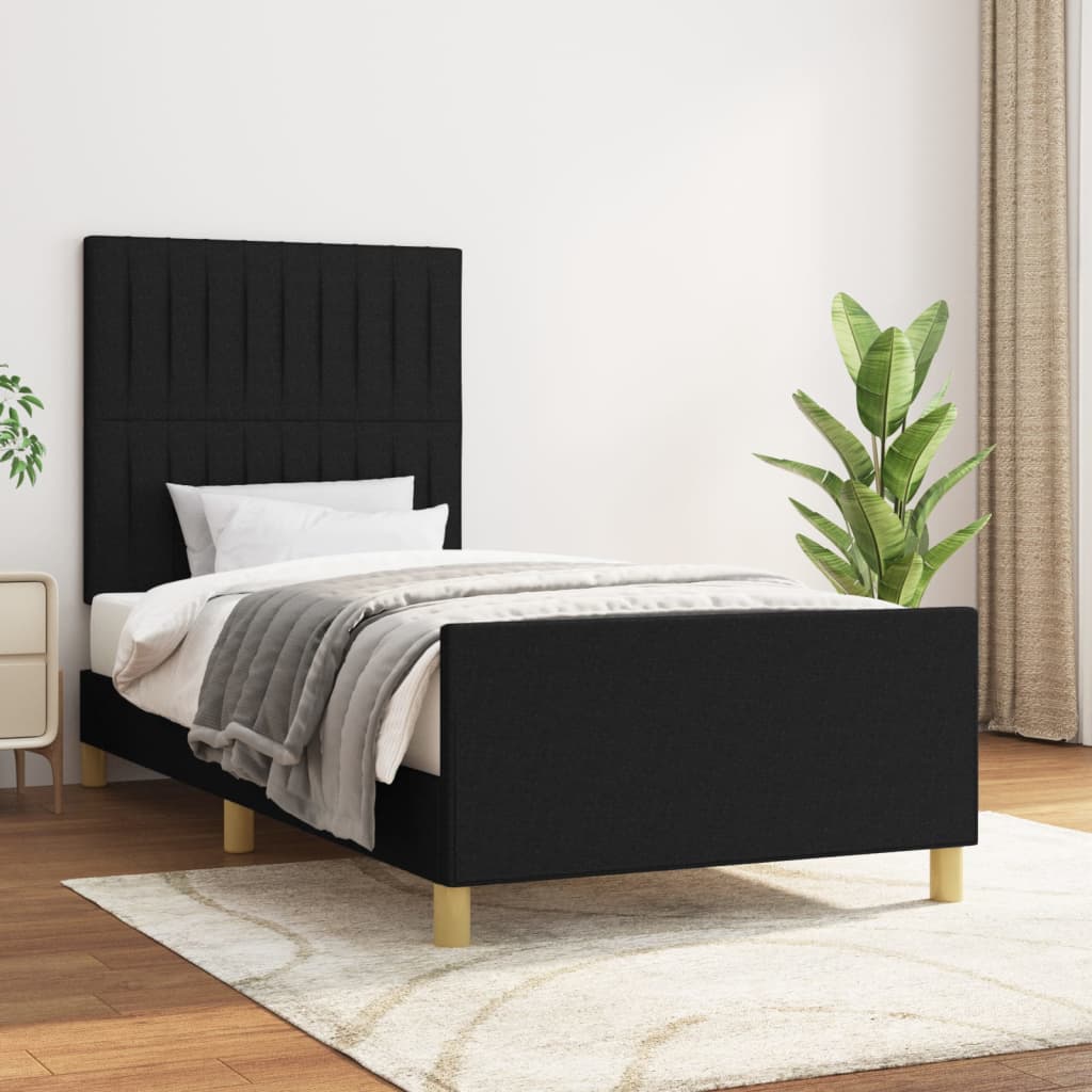 vidaXL Rama łóżka bez materaca Czarna 90x190 cm Tkanina