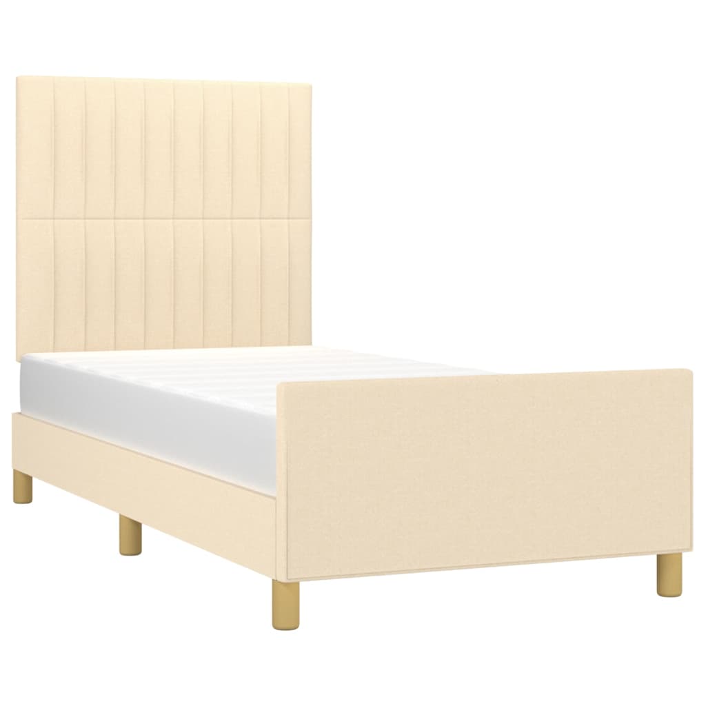 vidaXL Rama łóżka bez materaca Kremowa 90x190 cm Tkanina