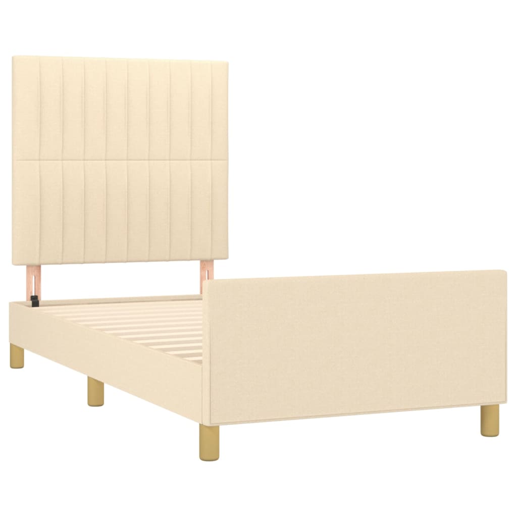 vidaXL Rama łóżka bez materaca Kremowa 90x190 cm Tkanina