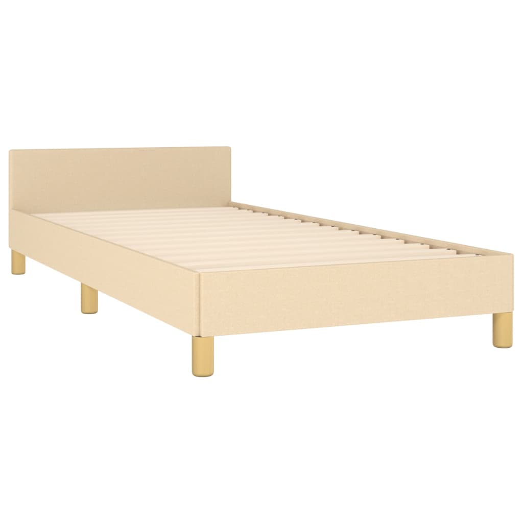 vidaXL Rama łóżka bez materaca Kremowa 90x190 cm Tkanina