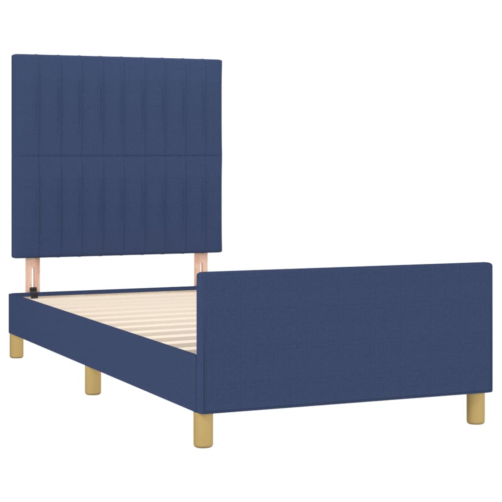 vidaXL Rama łóżka bez materaca Niebieska 90x190 cm Tkanina