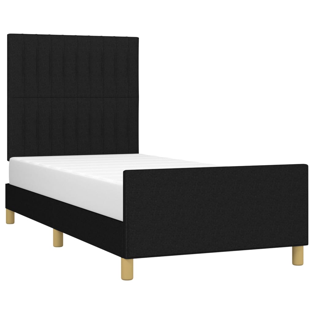 vidaXL Rama łóżka bez materaca Czarna 90x200 cm Tkanina