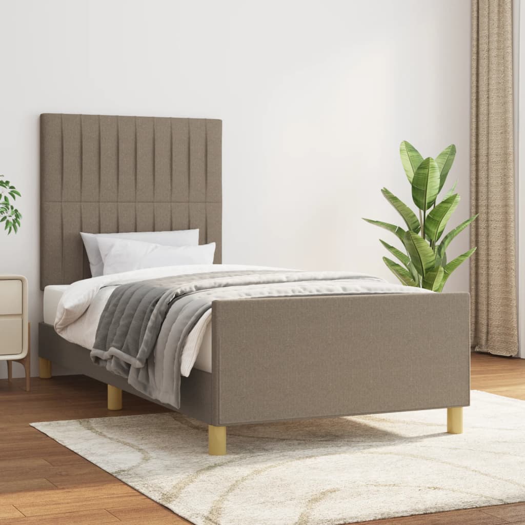 vidaXL Rama łóżka bez materaca Taupe 90x200 cm Tkanina