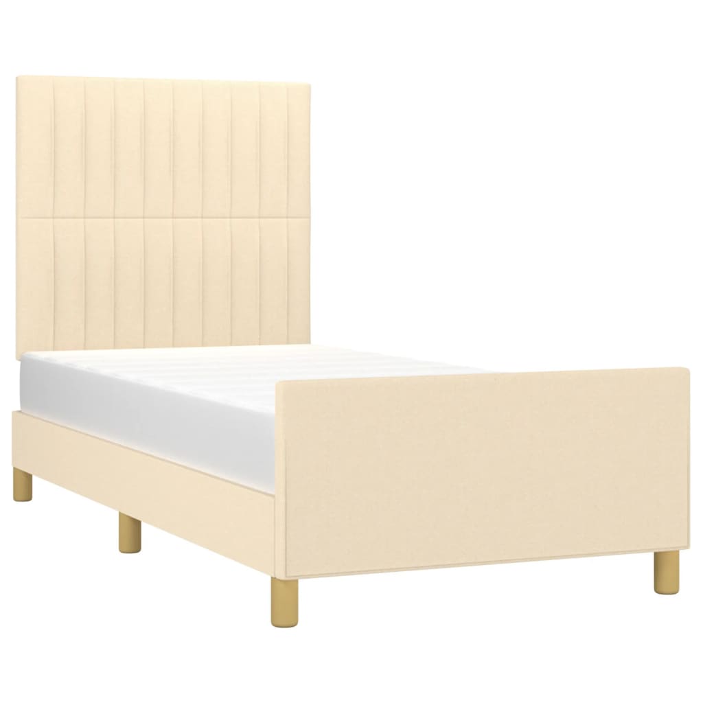 vidaXL Rama łóżka bez materaca Kremowa 90x200 cm Tkanina