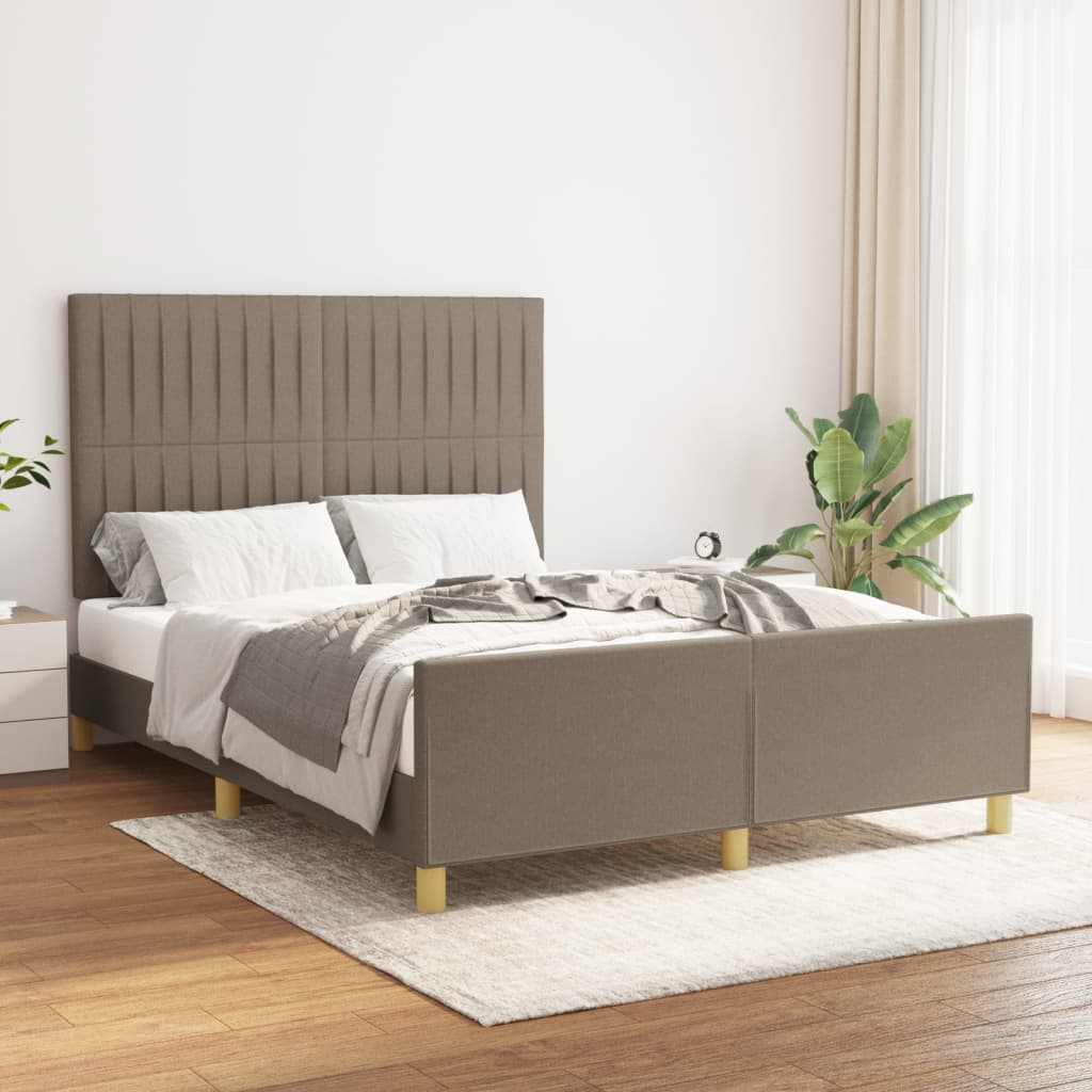 vidaXL Rama łóżka bez materaca, taupe, 140x200 cm, obita tkaniną