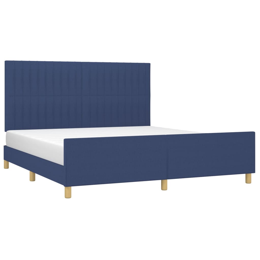 vidaXL Rama łóżka bez materaca, niebieska, 160x200 cm, obita tkaniną