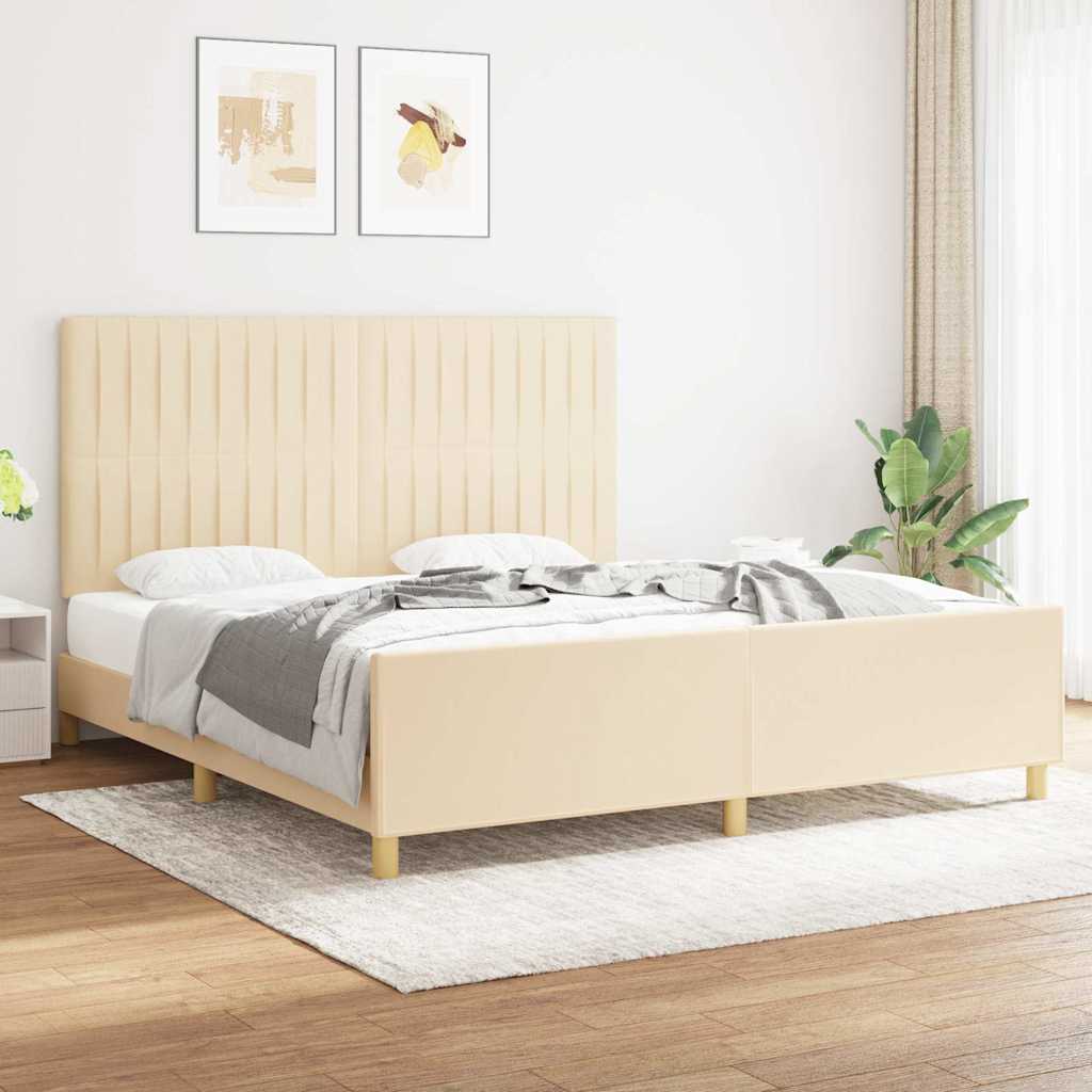 vidaXL Rama łóżka bez materaca, kremowa, 180x200 cm, obita tkaniną