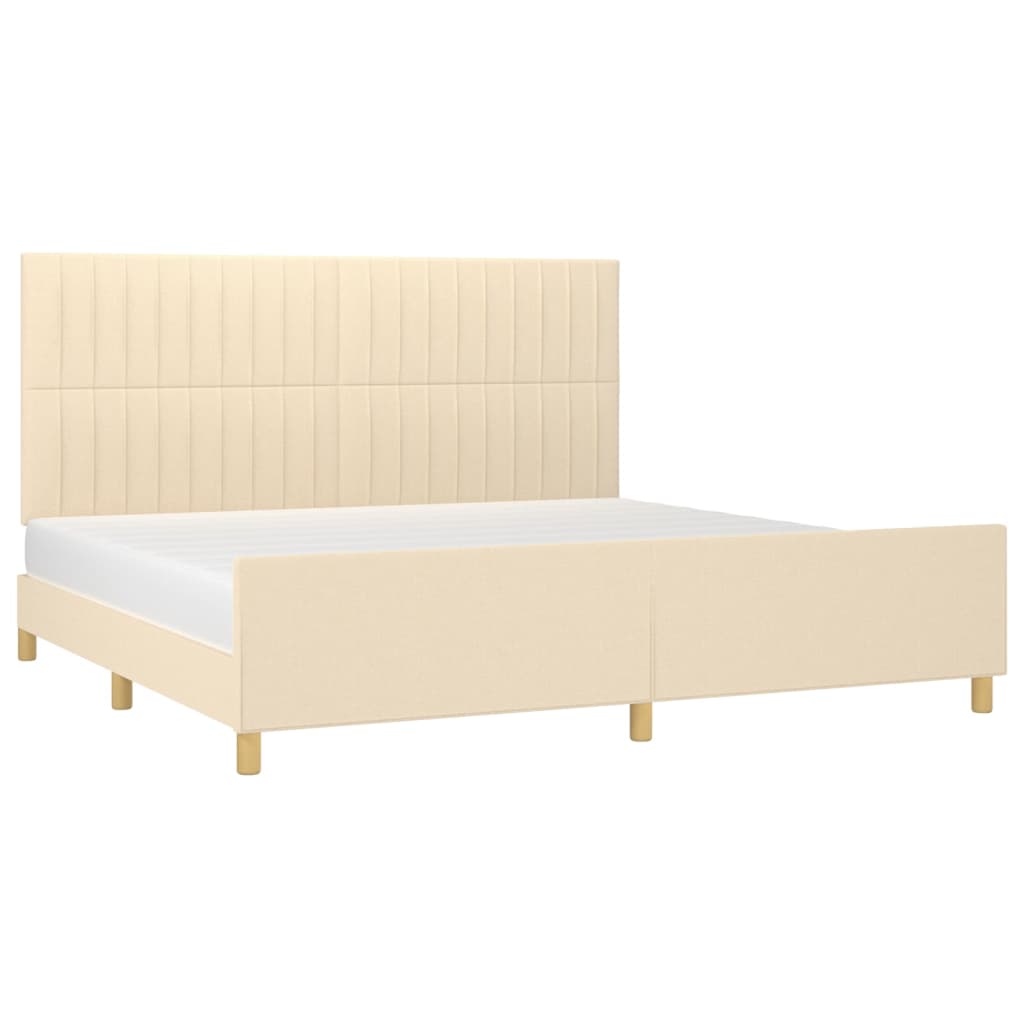 vidaXL Rama łóżka bez materaca, kremowa, 200x200 cm, obita tkaniną