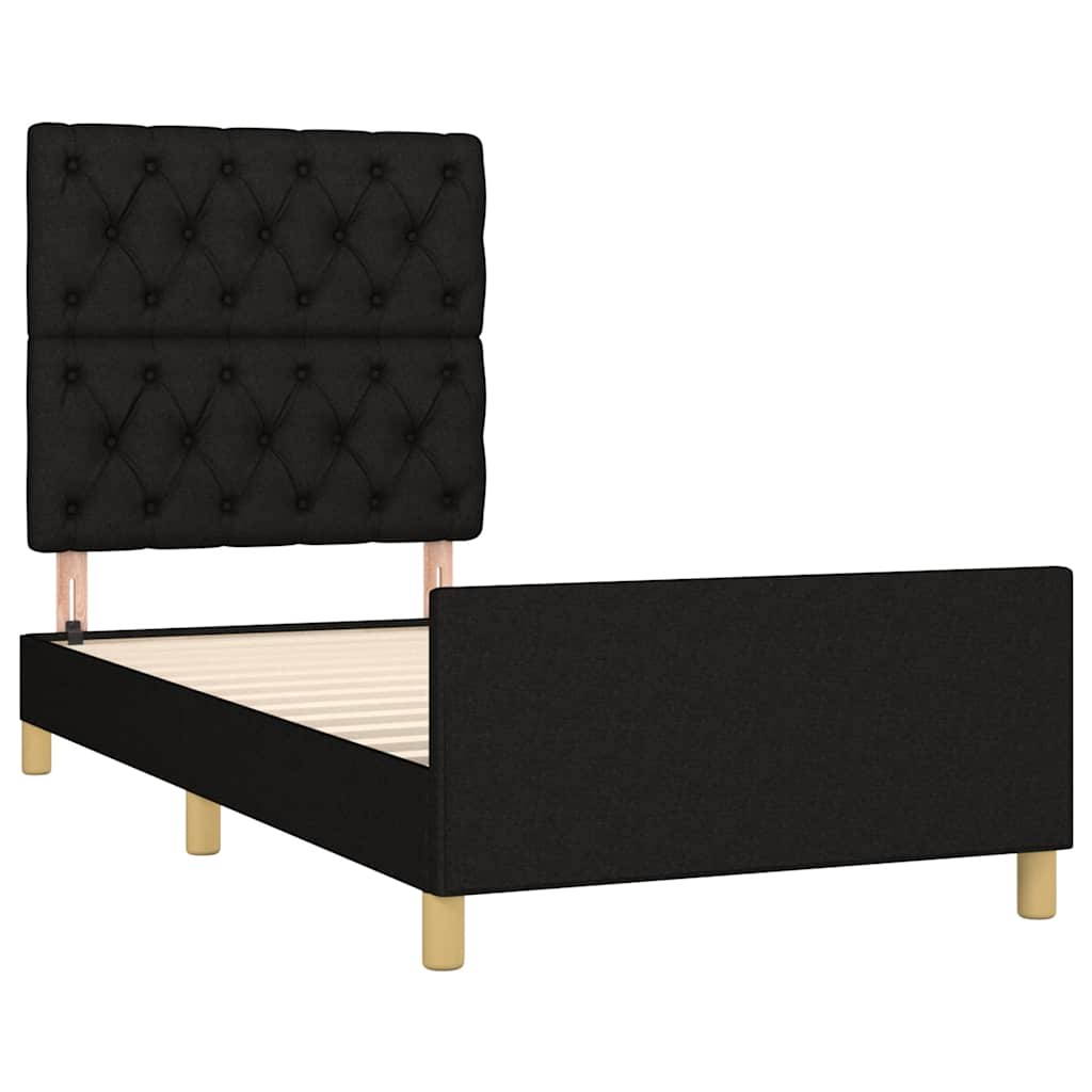 vidaXL Rama łóżka bez materaca Czarna 80x200 cm Tkanina