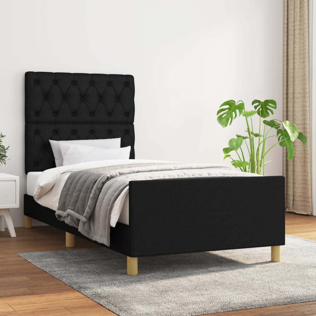 vidaXL Rama łóżka bez materaca Czarna 80x200 cm Tkanina