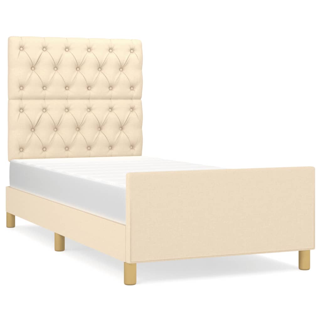 vidaXL Rama łóżka bez materaca Kremowa 80x200 cm Tkanina