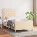 vidaXL Rama łóżka bez materaca Kremowa 80x200 cm Tkanina