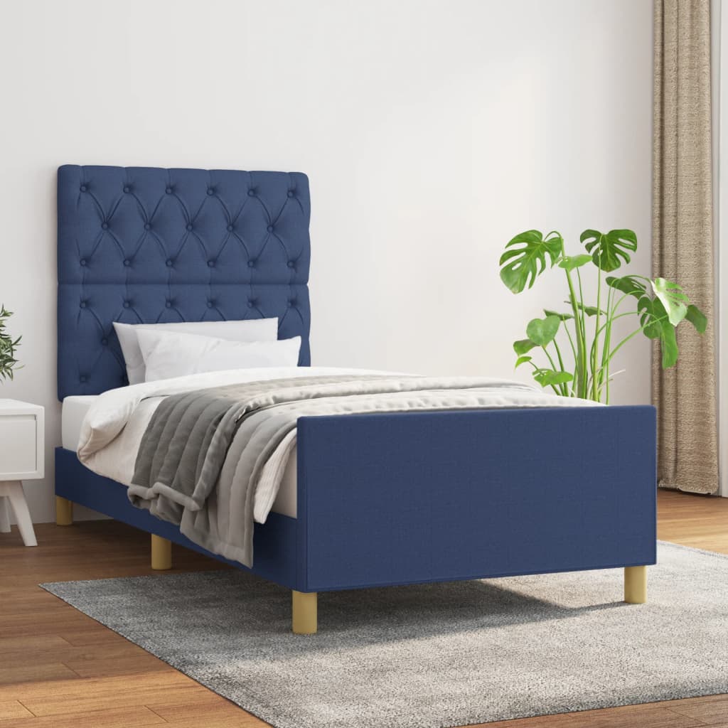 vidaXL Rama łóżka bez materaca Niebieska 80x200 cm Tkanina