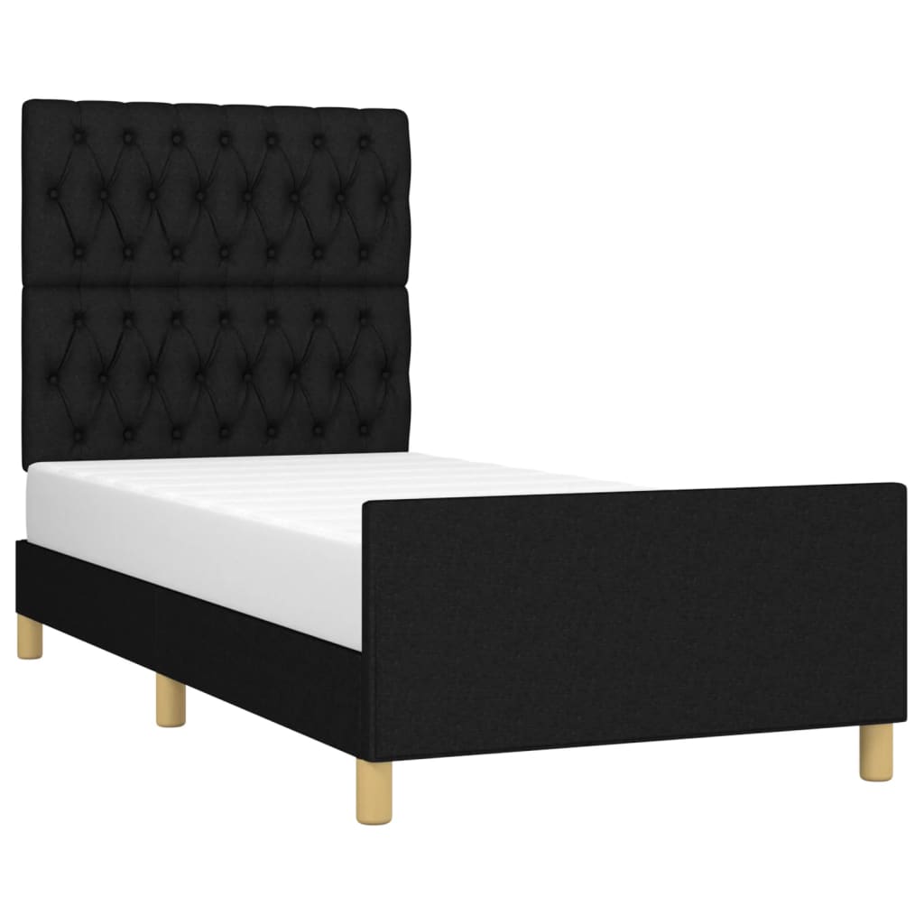 vidaXL Rama łóżka bez materaca Czarna 90x190 cm Tkanina