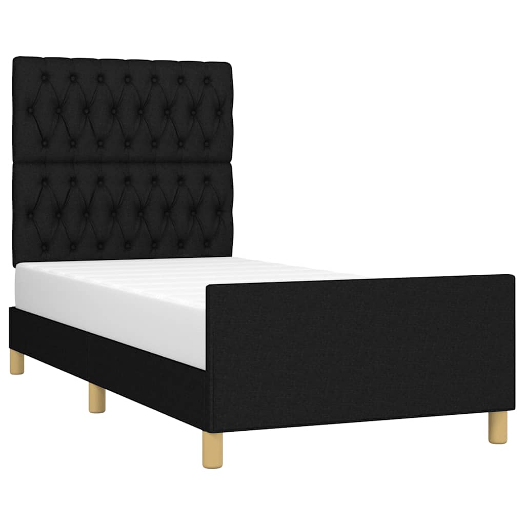 vidaXL Rama łóżka bez materaca Czarna 90x190 cm Tkanina