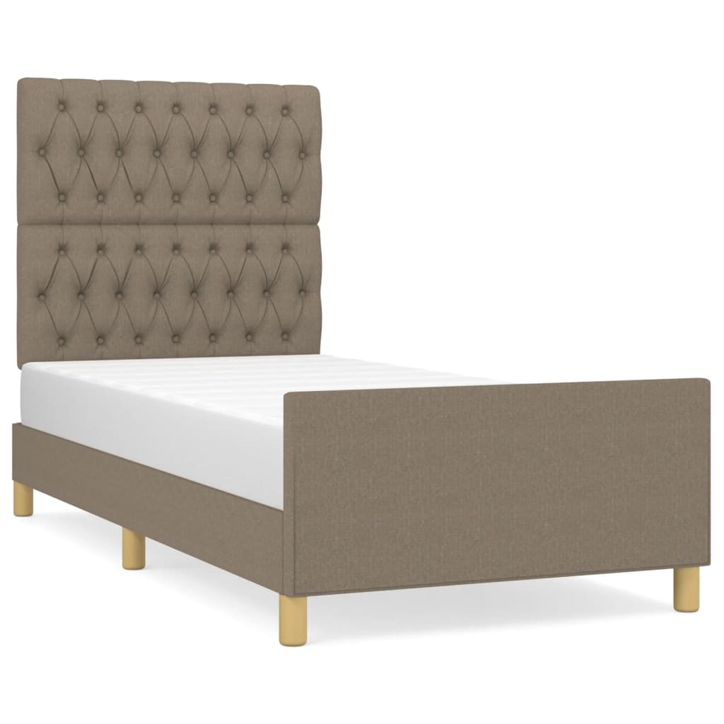 vidaXL Rama łóżka bez materaca Taupe 90x190 cm Tkanina