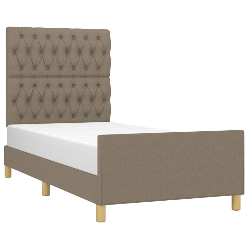 vidaXL Rama łóżka bez materaca Taupe 90x190 cm Tkanina