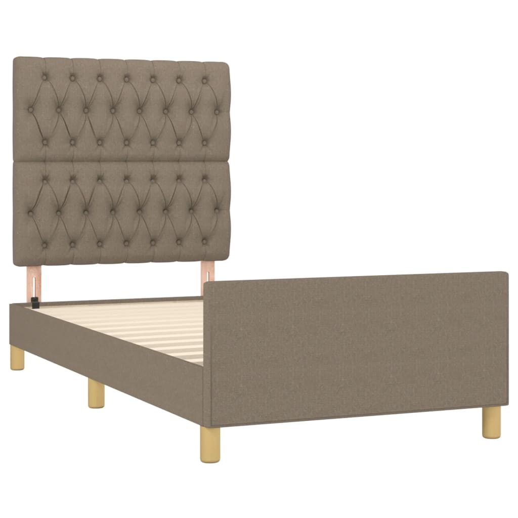 vidaXL Rama łóżka bez materaca Taupe 90x190 cm Tkanina
