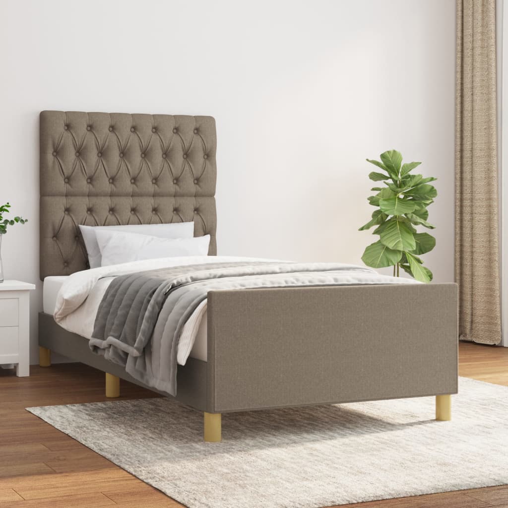 vidaXL Rama łóżka bez materaca Taupe 90x190 cm Tkanina