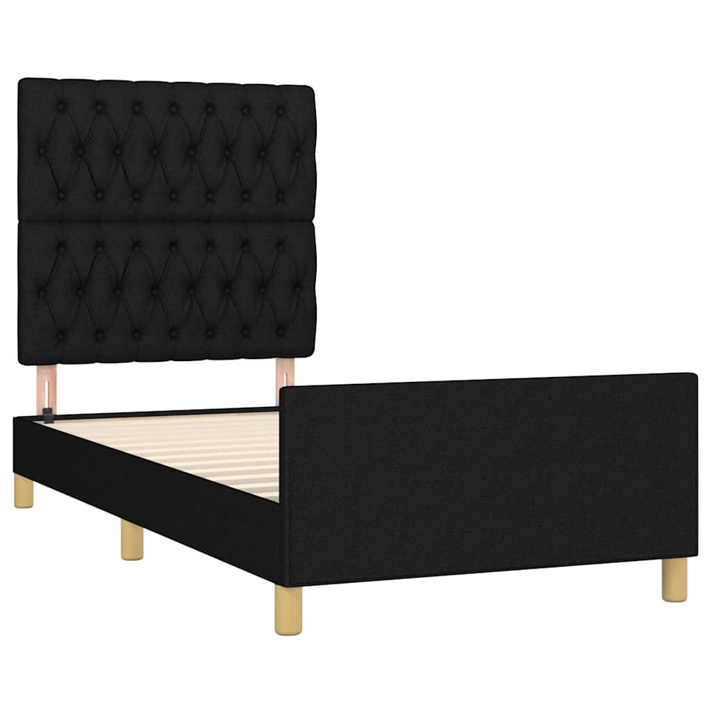 vidaXL Rama łóżka bez materaca Czarna 90x200 cm Tkanina