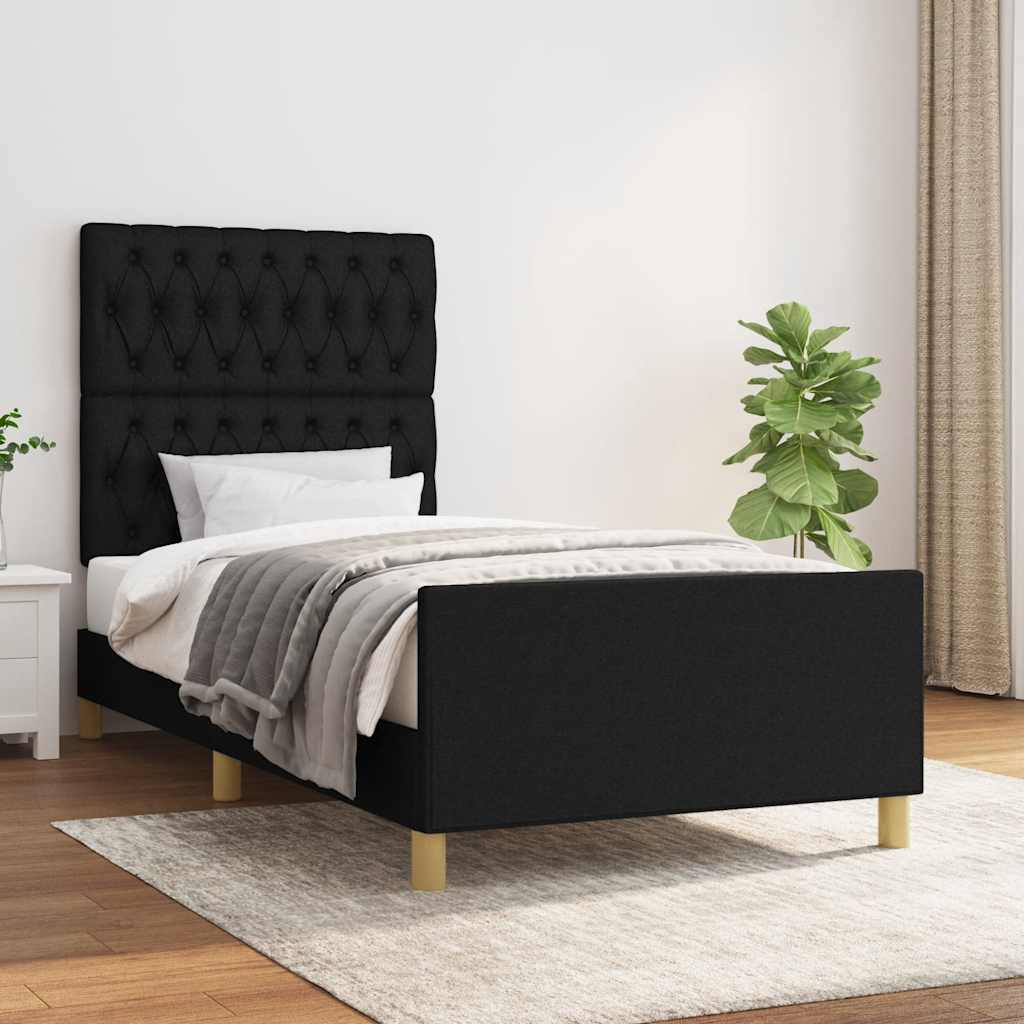 vidaXL Rama łóżka bez materaca Czarna 90x200 cm Tkanina