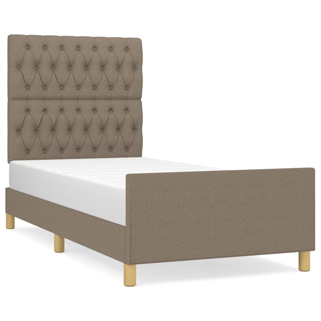 vidaXL Rama łóżka bez materaca Taupe 90x200 cm Tkanina