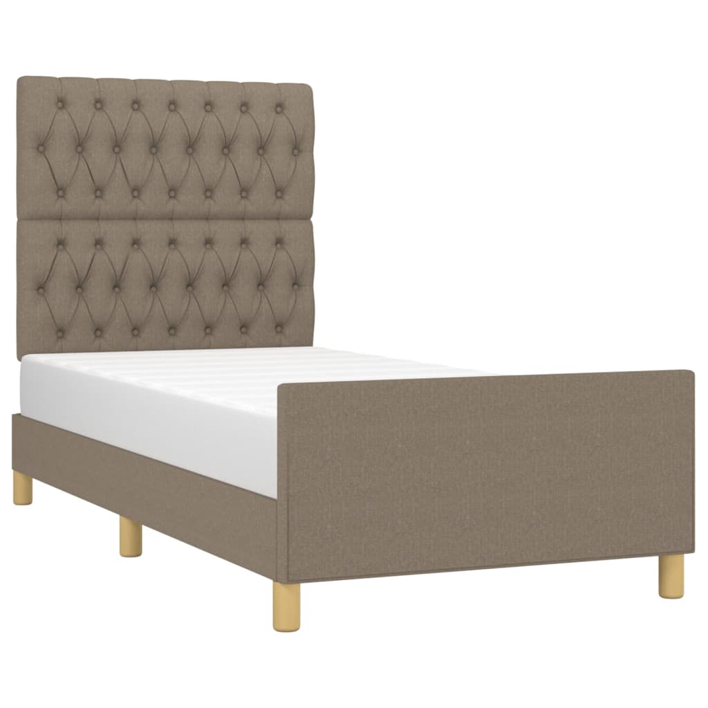 vidaXL Rama łóżka bez materaca Taupe 90x200 cm Tkanina